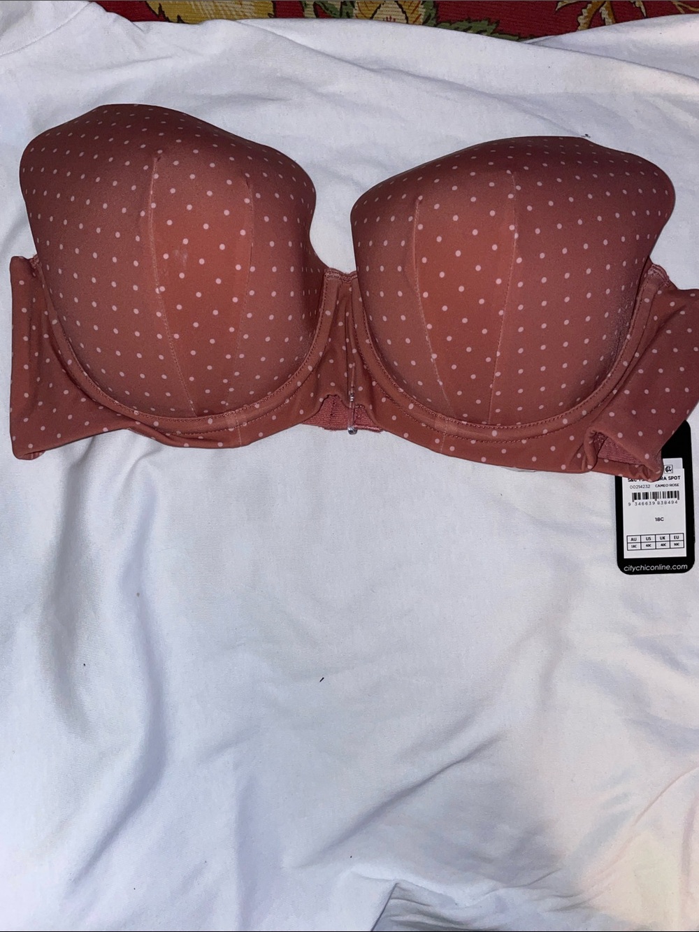 City Chic Polka Dot Molded Bra in Dusty Rose